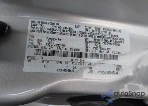 2014 Ford C-Max Hybrid Sel z USA, uszkodzony, nr VIN 1FADP5BU4EL505691